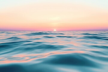 Obraz premium A tranquil ocean scene at sunset, showcasing gentle waves and soft pastel colors in the sky, perfect for relaxation and serenity.
