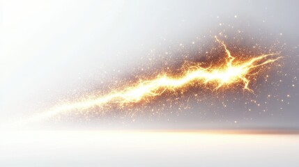 Ornate lightning bolt with sharp zigzag patterns, intense glow, bright spotlight,