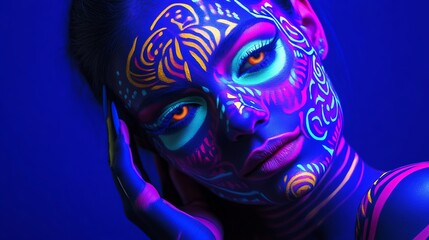Neon Body Art Portrait