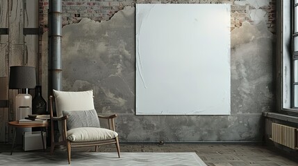 A Cozy Reading Nook with a Blank Canvas and a Rustic Industrial Vibe