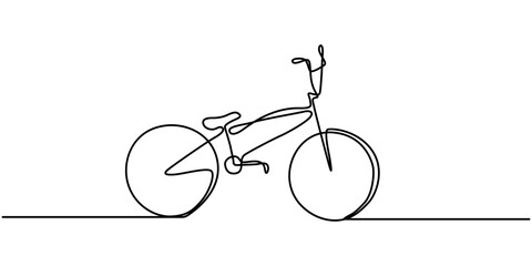 One line continuous bike sports symbol concept. Fitness healthy lifestyle bicycle biking activity. Digital white single line sketch drawing vector illustration, Bicycle in continuous line art drawing 