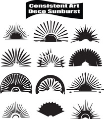 Fototapeta premium Consistent Art Deco Sunburst Versatile Black Silhouette Vector Series