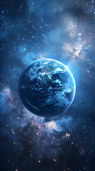 Stunning Photo Realistic Earth Evening and Space Morning View   Planetary and Cosmic Time Concept