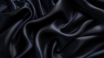 Obraz premium Black silk fabric, capturing its smooth, soft texture and subtle shine