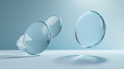 Three clear glass lenses against a blue gradient background