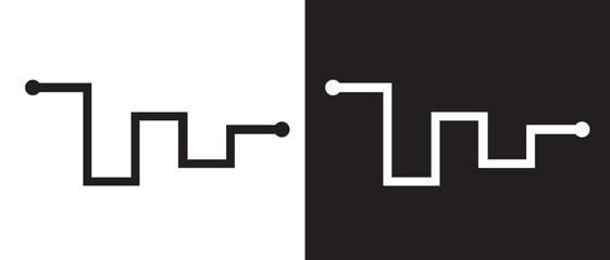 Path from start to finish vector icon. flat style icon on a white and black background. vector illustration.