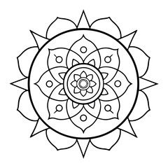 Hand-drawn mandala in vector format. A vibrantly decorated mandala. Separate flower decoration with a tribal theme. An anti stress coloring page for a coloring book. 
