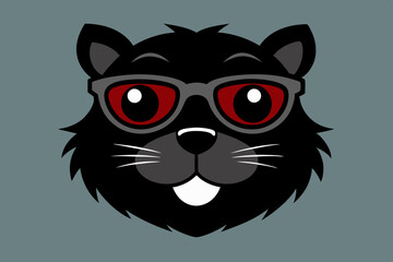 a black beaver face sunglass vector design