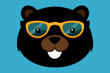 a black beaver face sunglass vector design