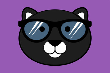 a black beaver face sunglass vector design