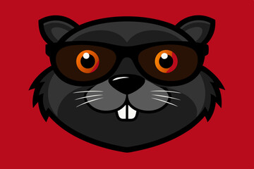 a black beaver face sunglass vector design