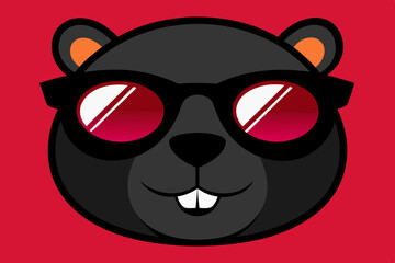 a black beaver face sunglass vector design