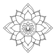 Hand-drawn mandala in vector format. A vibrantly decorated mandala. Separate flower decoration with a tribal theme. An anti stress coloring page for a coloring book. 
