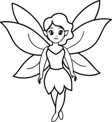 fairy line art vector illustration