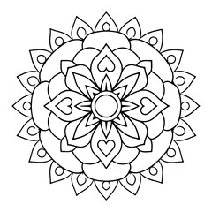 Hand-drawn mandala in vector format. A vibrantly decorated mandala. Separate flower decoration with a tribal theme. An anti stress coloring page for a coloring book. 
