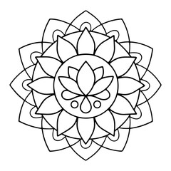 Fototapeta premium Hand-drawn mandala in vector format. A vibrantly decorated mandala. Separate flower decoration with a tribal theme. An anti stress coloring page for a coloring book. 