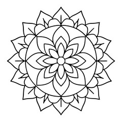 Hand-drawn mandala in vector format. A vibrantly decorated mandala. Separate flower decoration with a tribal theme. An anti stress coloring page for a coloring book. 
