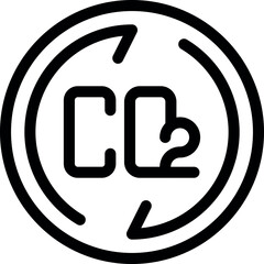 Circular arrow surrounding co2 symbol representing carbon capture and storage