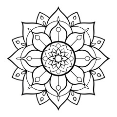 Hand-drawn mandala in vector format. A vibrantly decorated mandala. Separate flower decoration with a tribal theme. An anti stress coloring page for a coloring book. 
