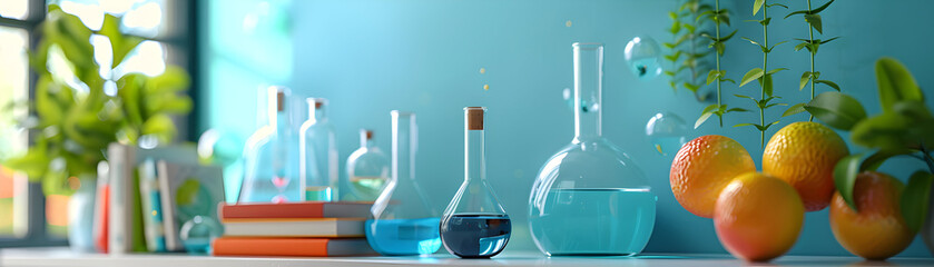 Photo Realistic Student with Books and Science Experiment Concept: Exciting Hands On Learning Capture of Student Conducting Experiment with Books, Dreamy Background   Perfect for E
