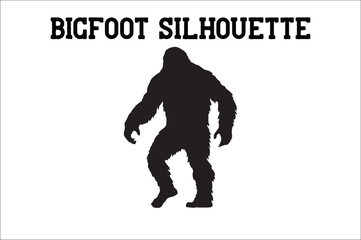 Bigfoot silhouette on white background. Bigfoot silhouettes and bigfoot concept silhouette vector illustration. Bigfoot silhouette.