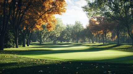 Scenic Golf Course in Autumn