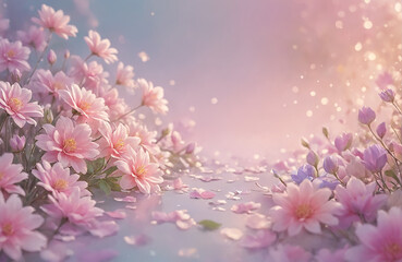 beautiful pastel colour flower and flower petals dreamy background
