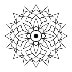 Hand-drawn mandala in vector format. A vibrantly decorated mandala. Separate flower decoration with a tribal theme. An anti stress coloring page for a coloring book. 
