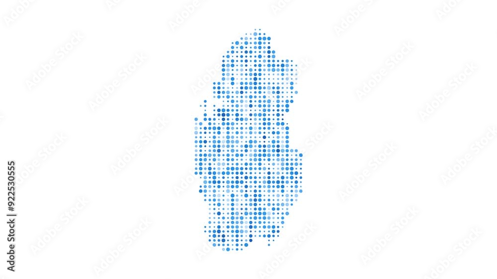 Poster qatar dotted digital map. map of qatar with pulsating colored circles. shape of the country filled w