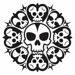 Skull pattern perfect symmetric vector art illustration
