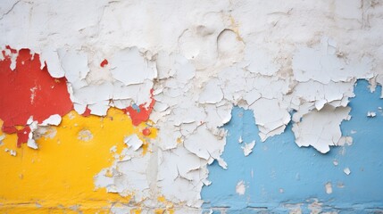 Obraz premium Wall with peeling paint. Texture of old concrete wall for background. A dilapidated building wall in need of major repairs. Facade of a house with damaged plaster. Photophone for retro photography.