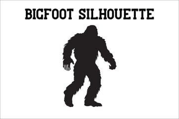 Bigfoot silhouette on white background. Bigfoot silhouettes and bigfoot concept silhouette vector illustration. Bigfoot silhouette.
