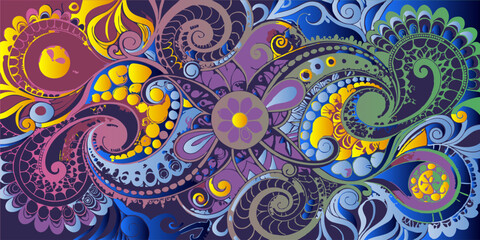 Lace swirls background. Multicolored lace background. Vector illustration