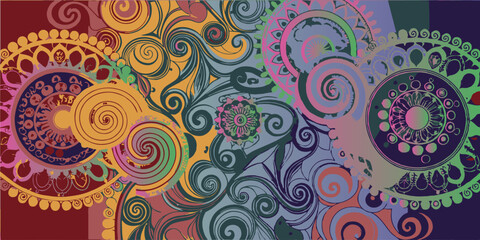 Lace swirls background. Multicolored lace background. Vector illustration