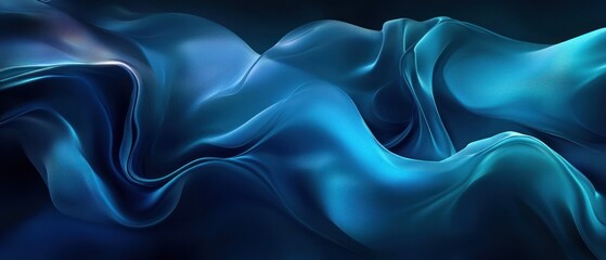 Obraz premium Abstract Blue Fabric Draped in Swirling Waves