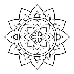 Hand-drawn mandala in vector format. A vibrantly decorated mandala. Separate flower decoration with a tribal theme. An anti stress coloring page for a coloring book. 
