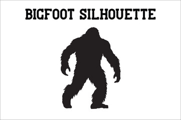 Bigfoot silhouette on white background. Bigfoot silhouettes and bigfoot concept silhouette vector illustration. Bigfoot silhouette.