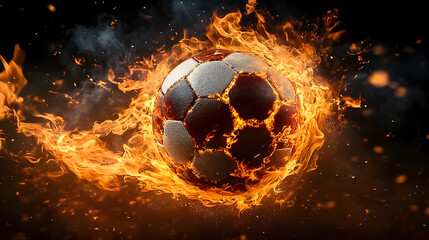 Naklejka premium energy football on fire