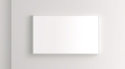 窓の光と影を持つ白い壁の背景に掛かっている最小限の空の正方形の白いフレーム画像のモックアップ。画像を分離する	