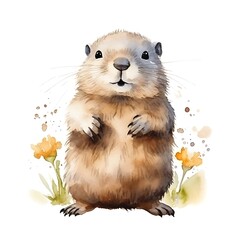 Groundhog day 2 February watercolor