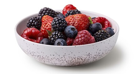 Fresh Berry Mix in Bowl - Editorial Food Photography in Professional Studio on White Background