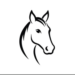Simple line art horse head logo icon for clean and elegant branding.