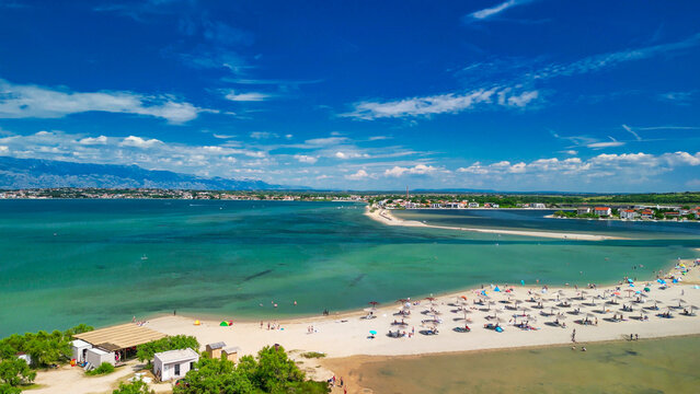 Queens Beach aerial view in Zadar, Croatia