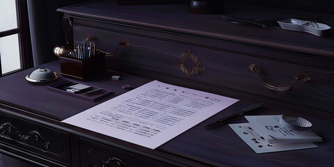 The Forlorn Finance: A single sheet of paper with financial figures tucked into a empty desk drawer.