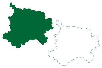 Adilabad district (Telangana State, Republic of India) map vector illustration, scribble sketch Adilabad map