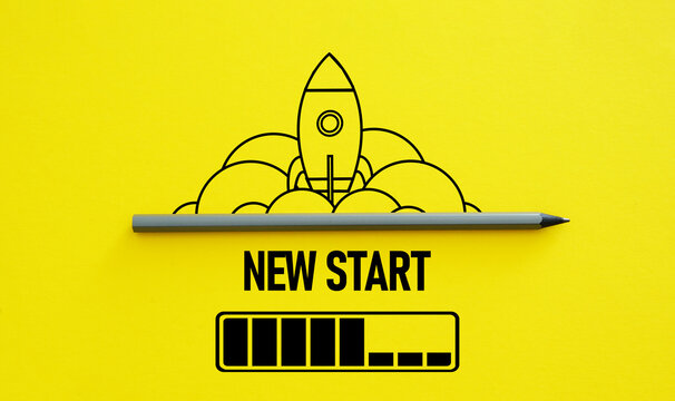 New start loading progress bar on yellow background. Waiting or preparing for a new start in business career or life