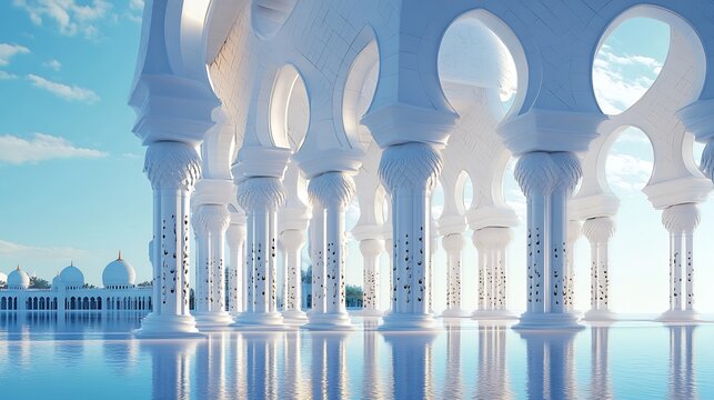 mosque islamic background with 3d serenemosque portal 
