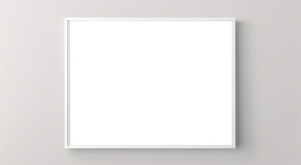 Maqueta de marco de p&oacute;ster de imagen de madera m&iacute;nima sobre papel tapiz blanco	