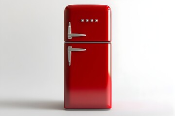 Vintage Red Retro Style Refrigerator in Modern Kitchen Interior