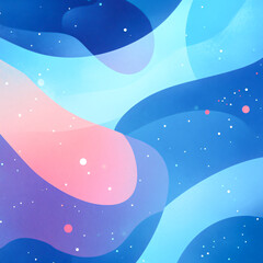 Abstract blue winter background with a snowy night sky, snowflakes, and stars, featuring a serene landscape in vector art style, perfect for holiday designs and decorations